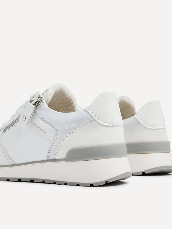 Linzi White Mix Trainer With Zip Detail