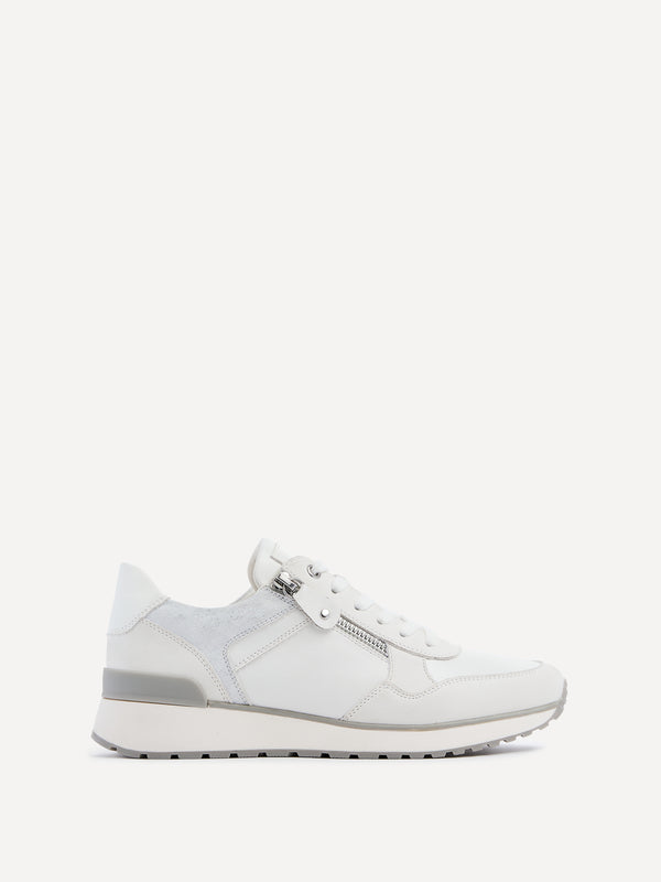linzi White Mix Trainer With Zip Detail
