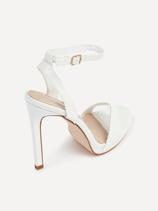 Linzi White Open Back Barely There Stiletto Sandal