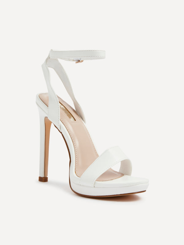 Linzi White Open Back Barely There Stiletto Sandal
