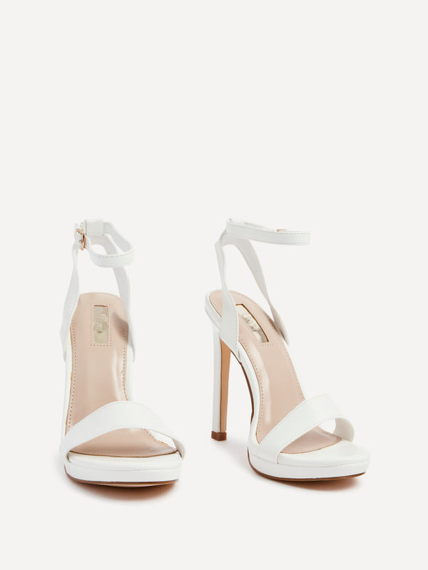 Linzi White Open Back Barely There Stiletto Sandal