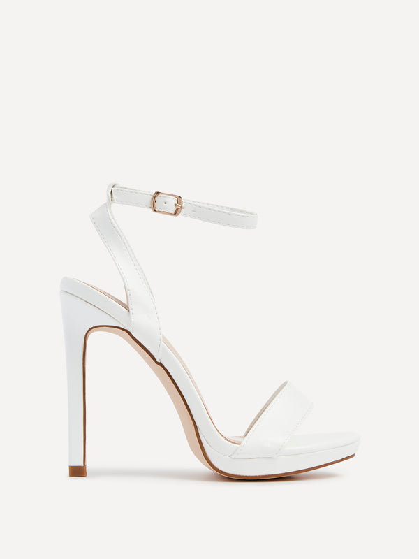 linzi White Open Back Barely There Stiletto Sandal