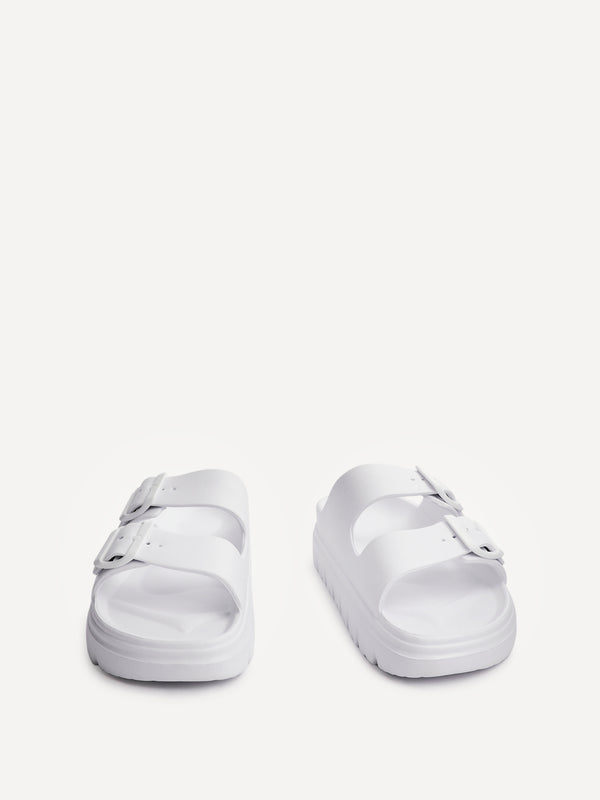 Linzi White Platform Double Strap Slider