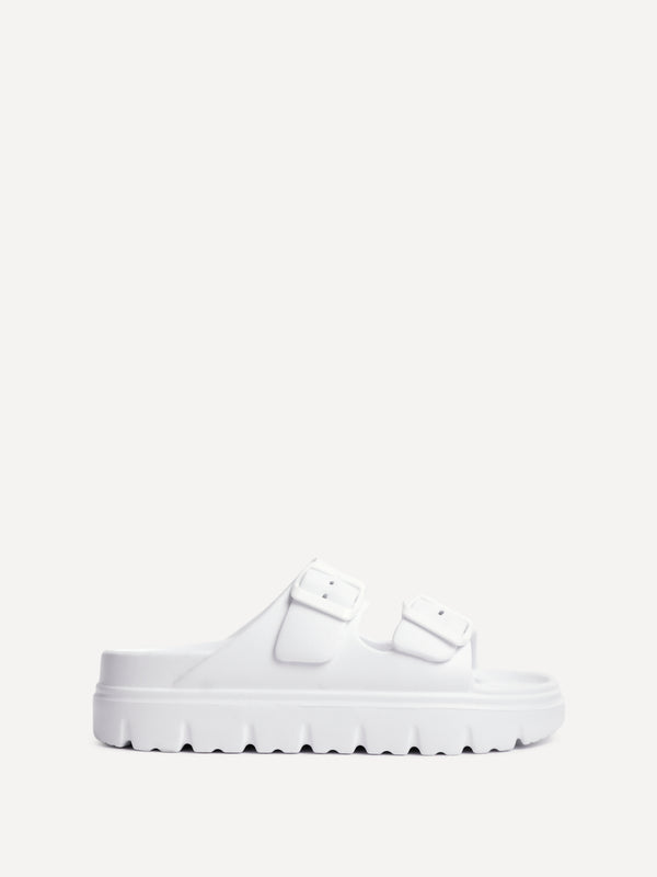Linzi White Platform Double Strap Slider