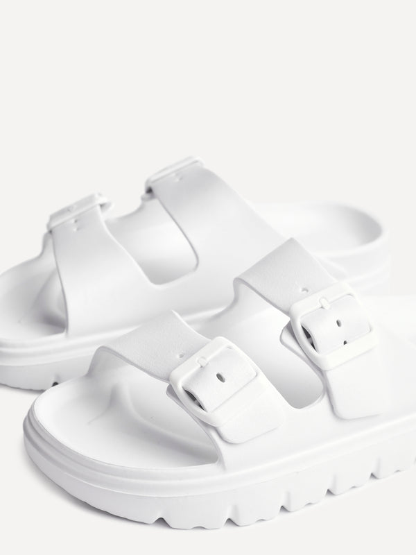 Linzi White Platform Double Strap Slider