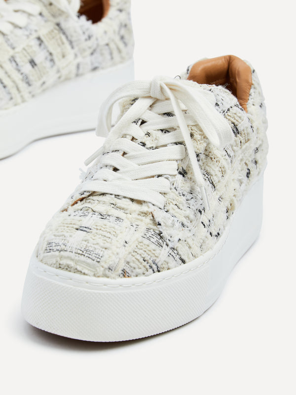 Linzi White Tweed Platform Trainer