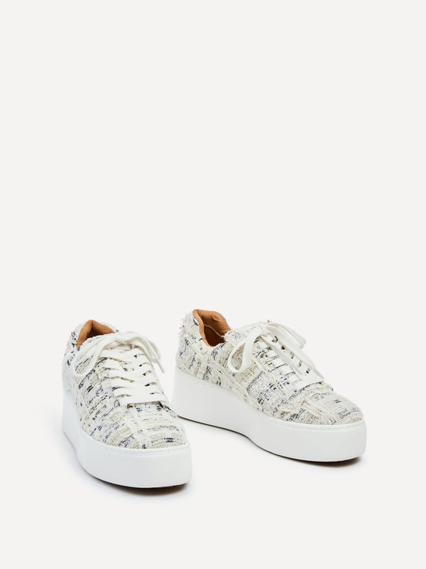 Linzi White Tweed Platform Trainer