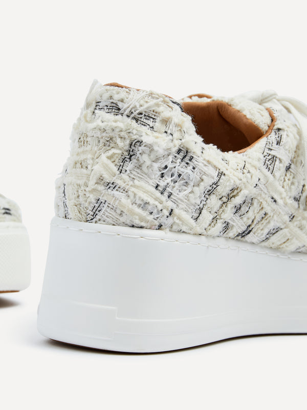 Linzi White Tweed Platform Trainer