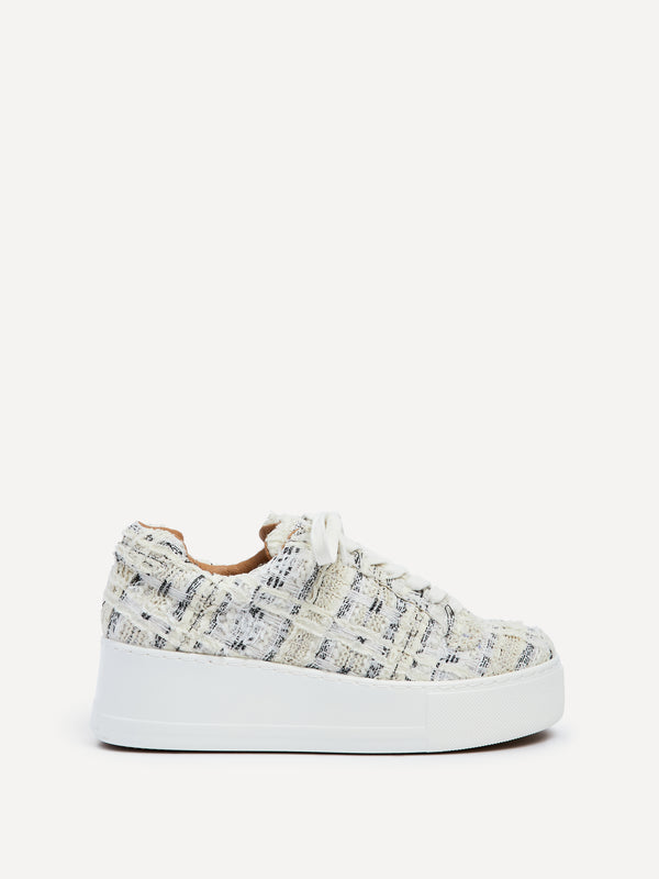 linzi White Tweed Platform Trainer