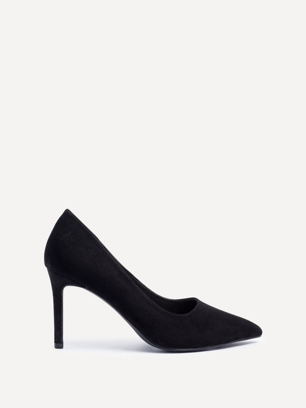 Linzi Wide Fit Black Faux Suede Classic Court Heel