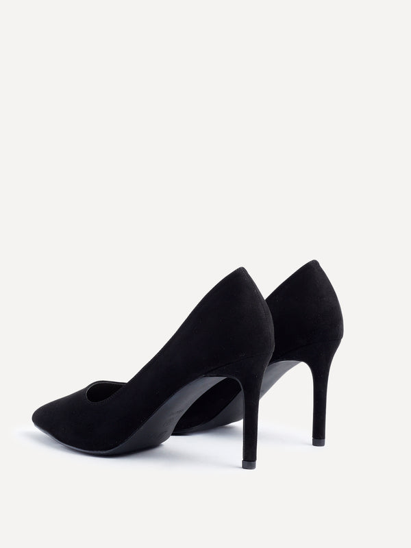 Linzi Wide Fit Black Faux Suede Classic Court Heel