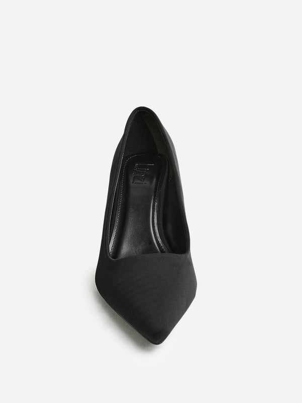 Linzi Wide Fit Black Scuba Classic Court Heel