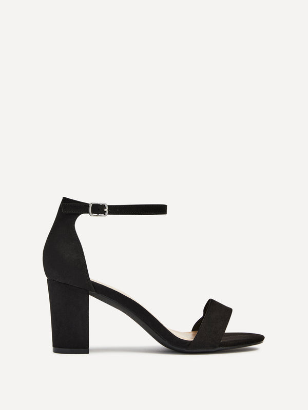 Linzi Wide Fit Black Suede Closed Back Block Heel
