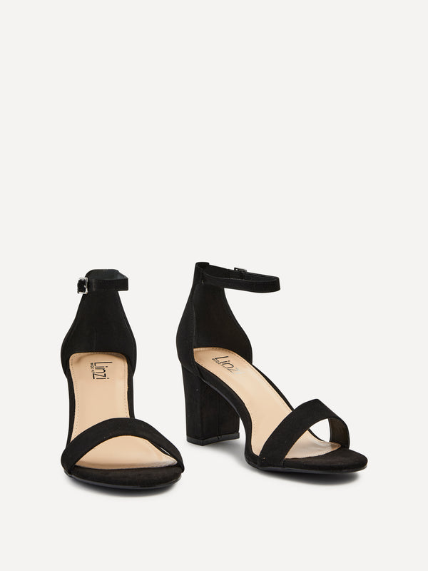 Linzi Wide Fit Black Suede Closed Back Block Heel