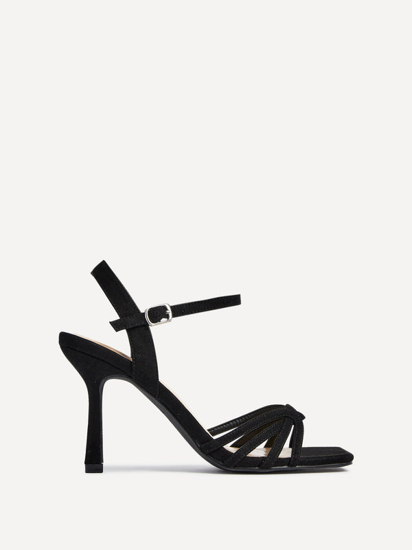 Linzi Wide Fit Black Suede Heeled Sandals