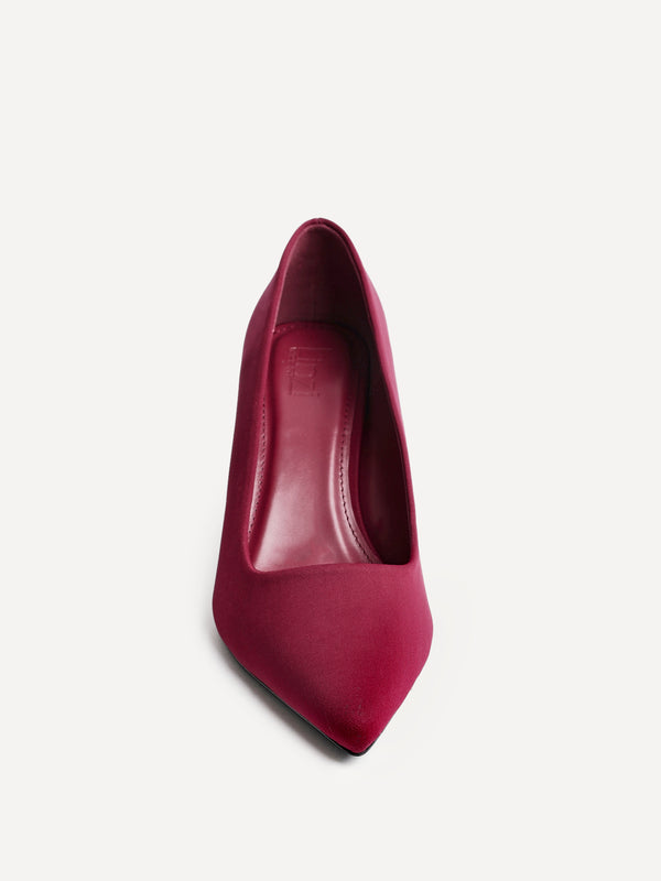 Linzi Wide Fit Burgundy Scuba Classic Court Heel