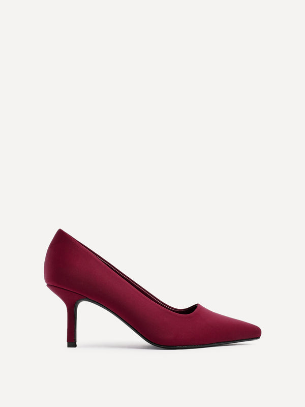 Linzi Wide Fit Burgundy Scuba Classic Court Heel