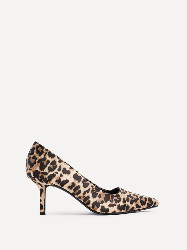 Linzi Wide Fit Leopard Satin Classic Court Heel