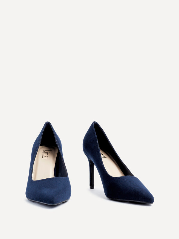 Linzi Wide Fit Navy Faux Suede Classic Court Heel