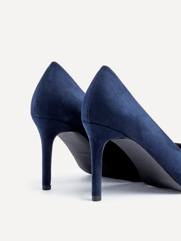 Linzi Wide Fit Navy Faux Suede Classic Court Heel