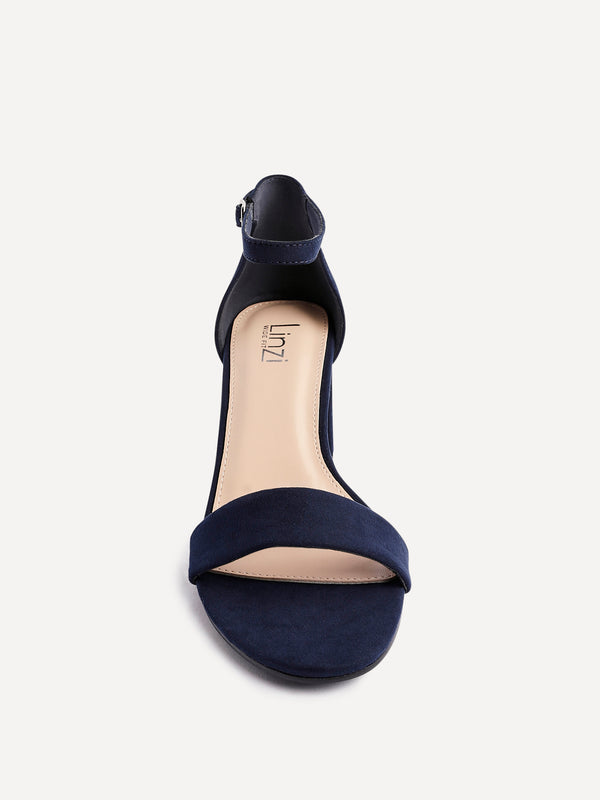 Linzi Wide Fit Navy Suede Closed Back Block Heel