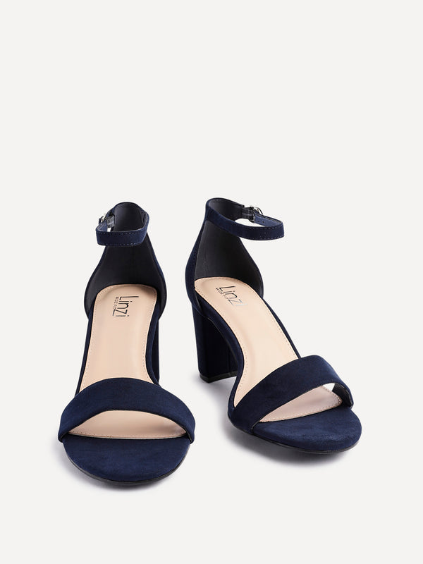 Linzi Wide Fit Navy Suede Closed Back Block Heel