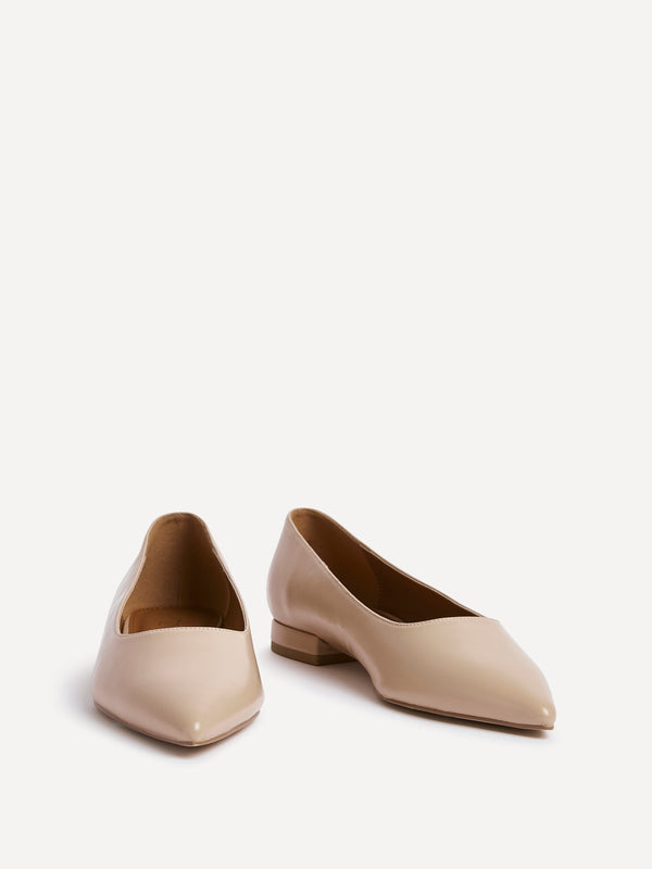 Linzi Wide Fit Nude Faux Leather Pointed Toe Pump