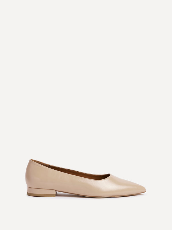 Linzi Wide Fit Nude Faux Leather Pointed Toe Pump