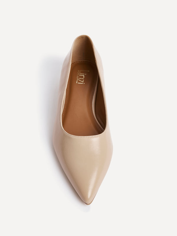 Linzi Wide Fit Nude Faux Leather Pointed Toe Pump
