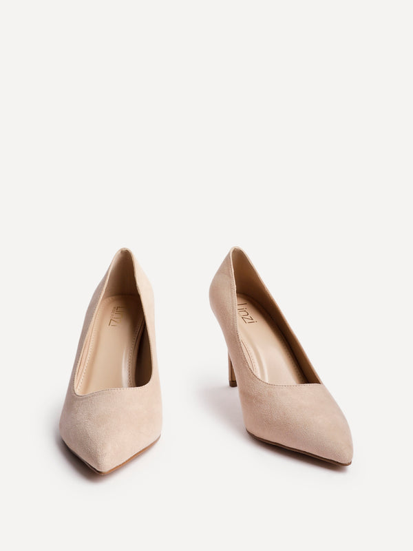 Linzi Wide Fit Nude Faux Suede Classic Court Heel