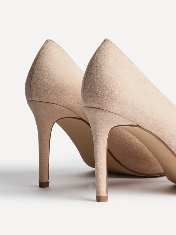 Linzi Wide Fit Nude Faux Suede Classic Court Heel