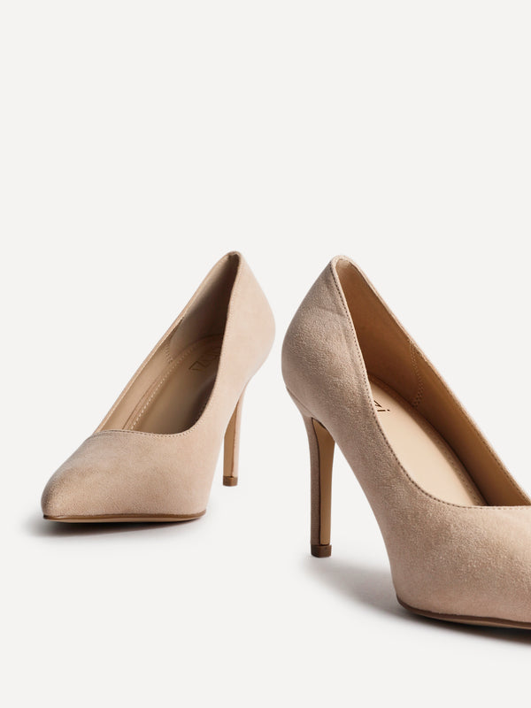 Linzi Wide Fit Nude Faux Suede Classic Court Heel