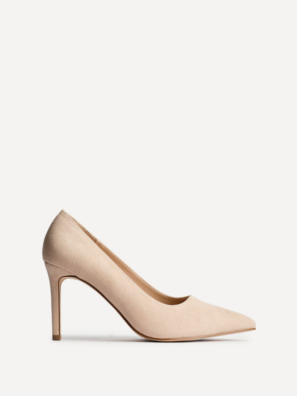 linzi Wide Fit Nude Faux Suede Classic Court Heel