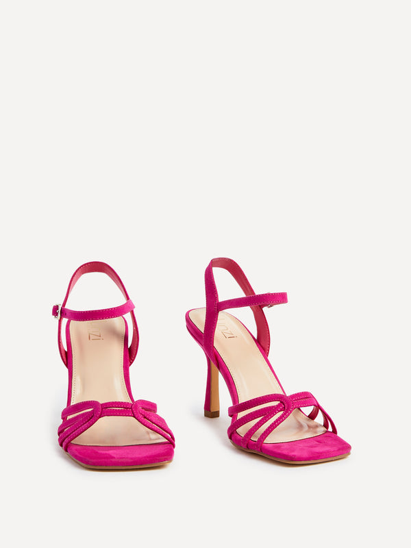 Linzi Wide Fit Pink Faux Suede Heeled Sandals