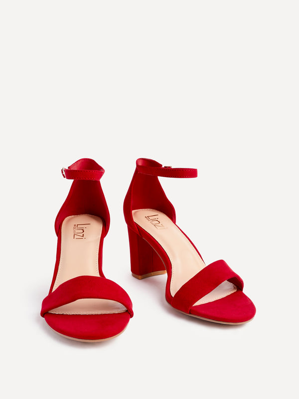 Linzi Wide Fit Red Suede Closed Back Block Heel