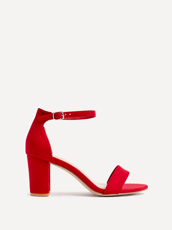Linzi Wide Fit Red Suede Closed Back Block Heel