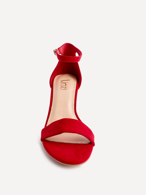 Linzi Wide Fit Red Suede Closed Back Block Heel