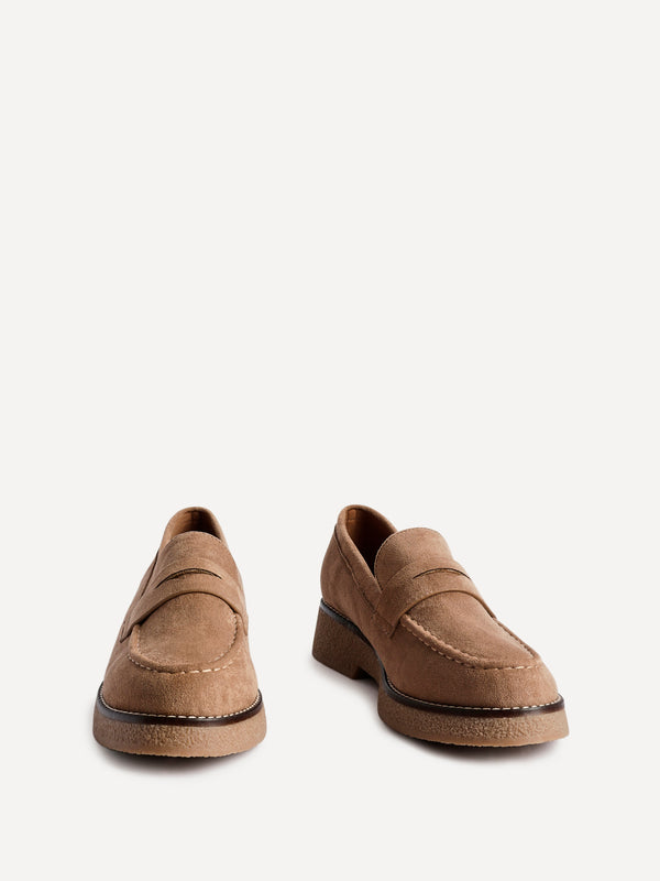 Linzi Mocha Faux Suede Classic Loafer With Front Tab