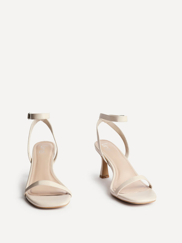 Linzi Nude Faux Leather Barely There Stiletto Heeled Sandals