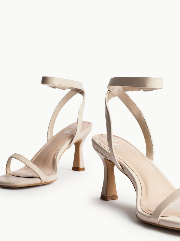 Linzi Nude Faux Leather Barely There Stiletto Heeled Sandals