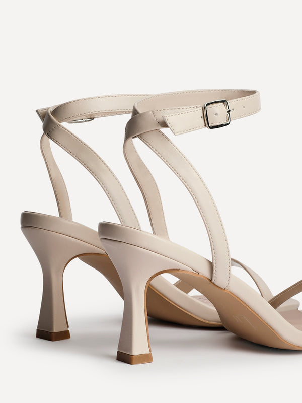 Linzi Nude Faux Leather Barely There Stiletto Heeled Sandals