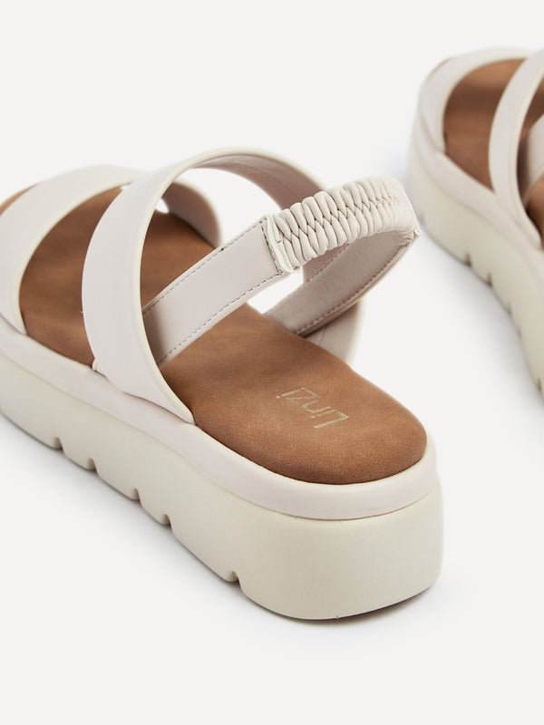 Linzi Nude Faux Leather Chunky Padded Flatform Sandal