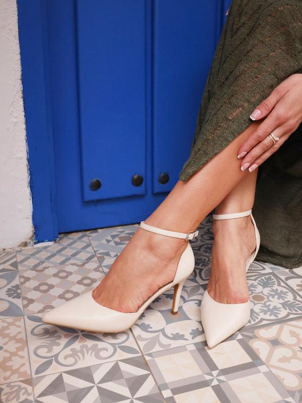 linzi Nude Faux Leather Classic Stiletto Court Heel