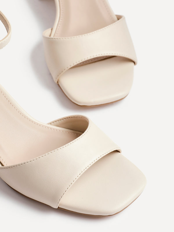 Linzi Nude Faux Leather Closed Back Block Heeled Sandals