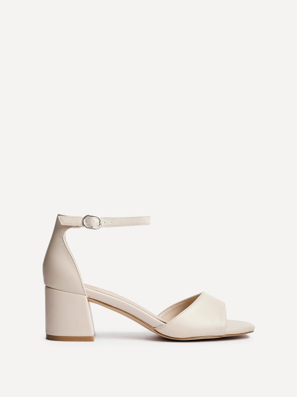 linzi Nude Faux Leather Closed Back Block Heeled Sandals