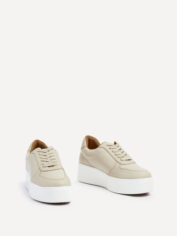 Linzi Nude Faux Leather Platform Trainer With Nude Insock
