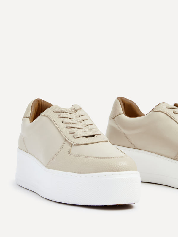 Linzi Nude Faux Leather Platform Trainer With Nude Insock