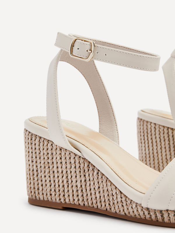 Linzi Nude Faux Leather Rope Wedge With Padded Front Strap