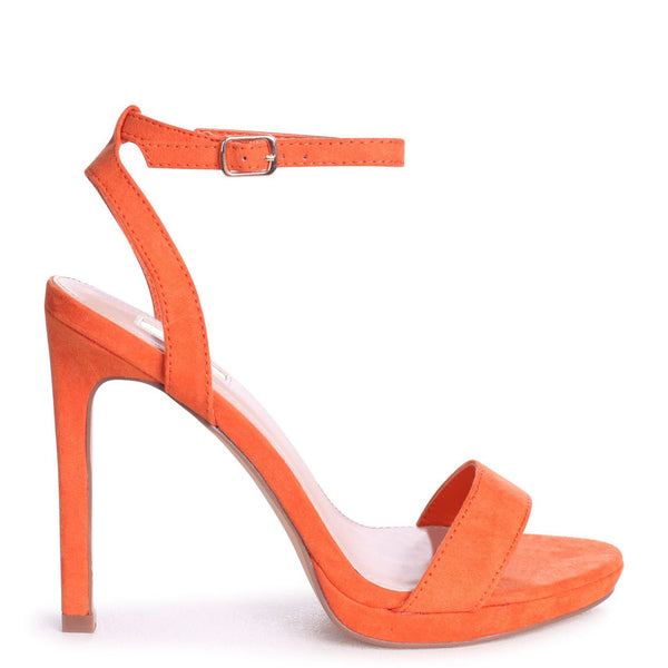 Linzi Orange Suede Open Back Barely There Stiletto Sandal