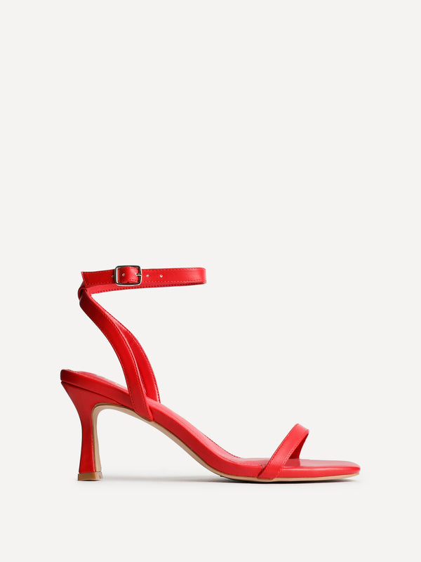 Linzi Red Faux Leather Barely There Stiletto Heeled Sandals